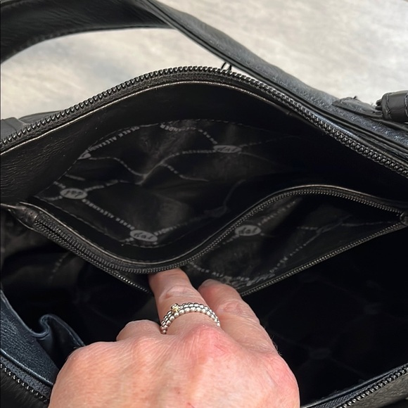 DEREK ALEXANDER Black Vintage Leather Shoulder Bag Mint Condition - Picture 8 of 16